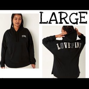 Victoria’s Secret PINK BLING COTTON OVERSIZED HOODED T-SHIRT LARGE